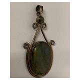 Vintage Silver Labradorite Pendant with Ornate Design