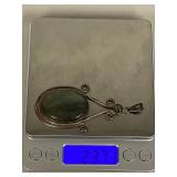 Vintage Silver Labradorite Pendant with Ornate Design