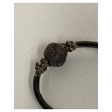 Vintage Sterling Silver Hoop Earrings with Textured Bead