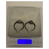 Vintage Sterling Silver Hoop Earrings with Textured Bead