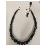 Colorful Vintage Beaded Necklace with Sterling Silver