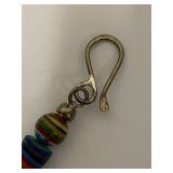 Colorful Vintage Beaded Necklace with Sterling Silver