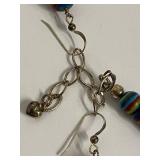 Colorful Vintage Beaded Necklace with Sterling Silver