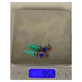 Sterling Silver Earrings with Lapis, Jasper, Green Quartz