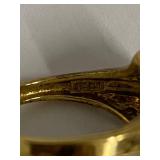 Vintage Gold Tone Ring with Multi-Colored Faceted Mystic Topaz Stone