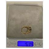 Vintage Gold Tone Ring with Multi-Colored Faceted Mystic Topaz Stone