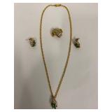 Elegant Sterling Silver Gold Plated Jewelry Set incl Emeralds