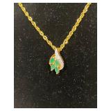 Elegant Sterling Silver Gold Plated Jewelry Set incl Emeralds