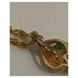 Elegant Sterling Silver Gold Plated Jewelry Set incl Emeralds