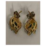 Elegant Sterling Silver Gold Plated Jewelry Set incl Emeralds