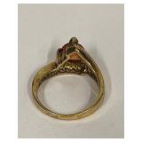 Gold-Toned Sterling Silver Ring with Bold Orange Gemstone