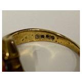 Gold-Toned Sterling Silver Ring with Bold Orange Gemstone