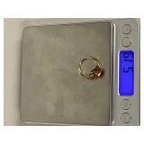 Gold-Toned Sterling Silver Ring with Bold Orange Gemstone