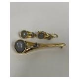 Sterling Silver 925 Brooch and Earrings Set