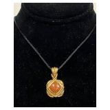 Elegant Gold-Tone Sterling Silver Pendant Necklace with Goldstone