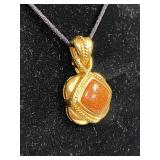 Elegant Gold-Tone Sterling Silver Pendant Necklace with Goldstone