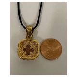 Elegant Gold-Tone Sterling Silver Pendant Necklace with Goldstone