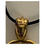 Elegant Gold-Tone Sterling Silver Pendant Necklace with Goldstone