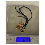 Elegant Gold-Tone Sterling Silver Pendant Necklace with Goldstone