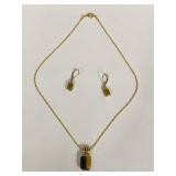 Sterling Silver Tiger Eye Necklace and Earrings Set