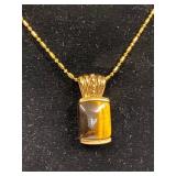 Sterling Silver Tiger Eye Necklace and Earrings Set