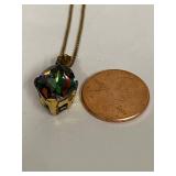 Sterling Silver Necklace with Multi-Colored Mystic Topaz Style Pendant