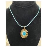 Elegant Sterling Silver Turquoise Necklace & Ring Set