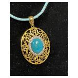 Elegant Sterling Silver Turquoise Necklace & Ring Set