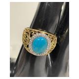 Elegant Sterling Silver Turquoise Necklace & Ring Set