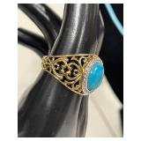 Elegant Sterling Silver Turquoise Necklace & Ring Set