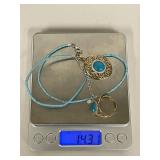 Elegant Sterling Silver Turquoise Necklace & Ring Set