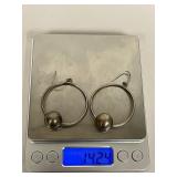 Vintage Sterling Silver Dangle Hoop Earrings