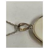 Sterling Silver Necklace with Carved Buddha Mother of Pearl Pendant