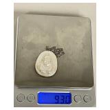 Sterling Silver Necklace with Carved Buddha Mother of Pearl Pendant