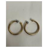 Sterling Silver 925 Mixed Metal Hoop Earrings