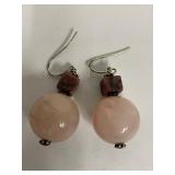 Sterling Silver Pink Stone Earrings