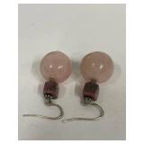 Sterling Silver Pink Stone Earrings