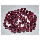 Garnet Bead Necklace with 14K Gold Clasp - Elegant
