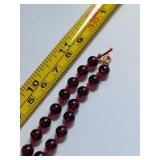 Garnet Bead Necklace with 14K Gold Clasp - Elegant