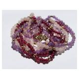 14k Gold Clasp, Bead and Multi Color Gemstone Beaded Necklace