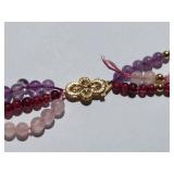 14k Gold Clasp, Bead and Multi Color Gemstone Beaded Necklace