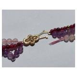 14k Gold Clasp, Bead and Multi Color Gemstone Beaded Necklace