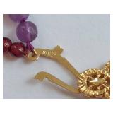 14k Gold Clasp, Bead and Multi Color Gemstone Beaded Necklace