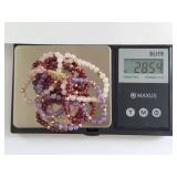 14k Gold Clasp, Bead and Multi Color Gemstone Beaded Necklace