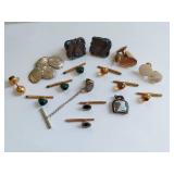 Vintage Cufflinks and Tie Pins Collection Set