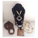 Bohemian Necklace Lot Wood Shell Bead Handcrafted