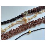 Bohemian Necklace Lot Wood Shell Bead Handcrafted