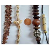 Bohemian Necklace Lot Wood Shell Bead Handcrafted