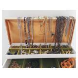 Vintage Jewelry Box with Assorted Costume Jewelry