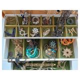 Vintage Jewelry Box with Assorted Costume Jewelry
